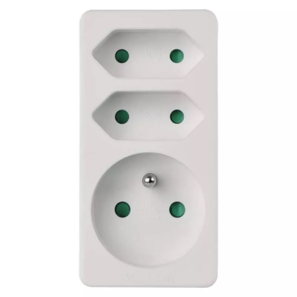 EMOS Zásuvka RW 2x plocha, 1x kulatá rozbočka P0025