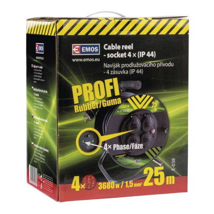 EMOS Naviják PKB 230V 25m 4 zasuvky gumovy 1,5mm P084251