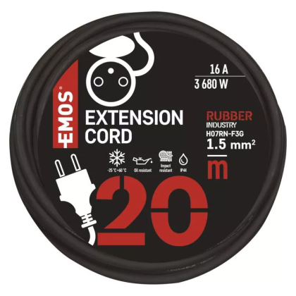 EMOS Zásuvka 1x 20m gumová P01720