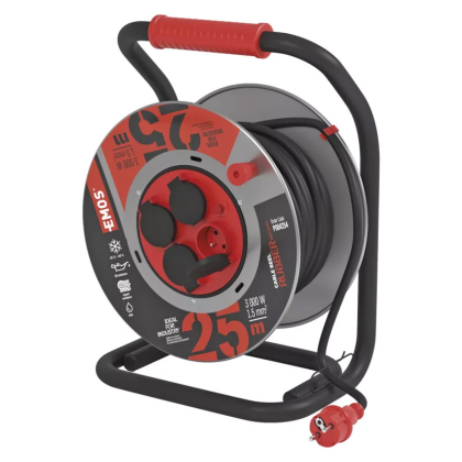 EMOS Naviják PKB 230V 25m 4 zásuvky kovový buben P084254