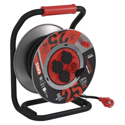 EMOS Naviják PKB 230V 25m 4 zásuvky kovový buben P084254