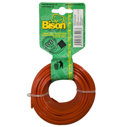 BISON Struna sekací (čtvercová) SUPER PROFI 2,7mm x 15m, oranžová - 283