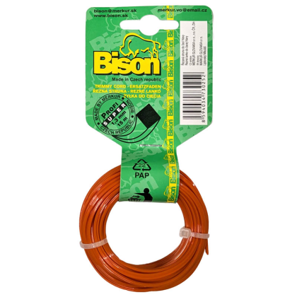 BISON Struna sekací (čtvercová) SUPER PROFI 1,3mm x 15m, oranžová - 252