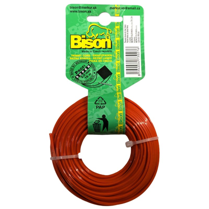 BISON Struna sekací (čtvercová) SUPER PROFI 2mm x 15m, oranžová - 276