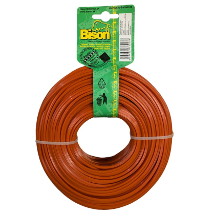 BISON Struna sekací (čtvercová) SUPER PROFI 3mm x 100m, oranžová - 238