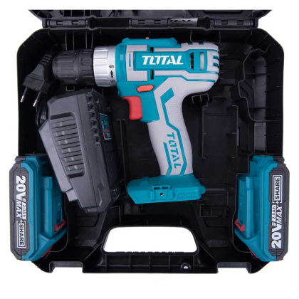 TOTAL Aku vrtací šroubovák, 20V Li-ion, 2x2,0 Ah, TDLI200215