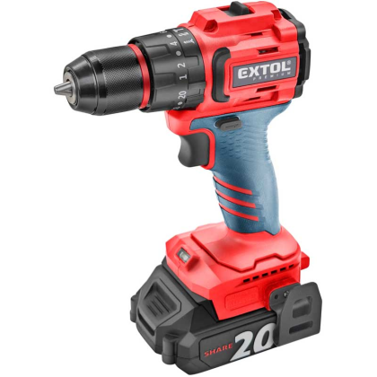 EXTOL Premium Aku vrtací šroubovák s příklepem, SHARE20V, BRUSHLESS, 2 Ah, 8891808