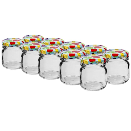 Zavařovací sklenice 40 ml OVOCE TWIST43 + víčka barevná – 330342, 10ks